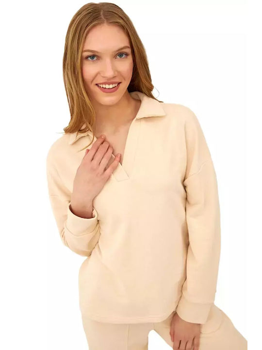 Harmony Winter Damen Pyjama-Set Baumwolle Beige