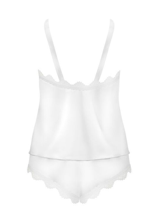 Obsessive Sommer Damen Pyjama-Set Satin,σατεν Weiß Prima Neve Two Pieces Set