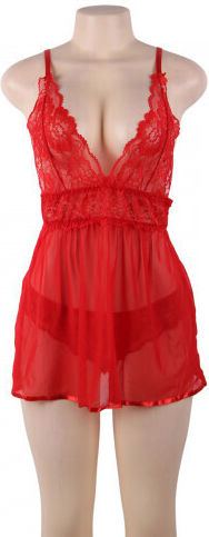 CyprusLoveShop Love Me Mesh Chemise With Lace String Red
