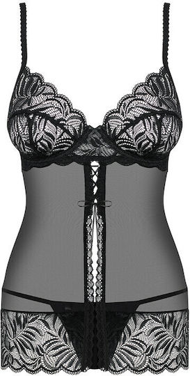 Obsessive String Σετ Sexy Babydoll με Δαντέλα & Διαφάνεια Black