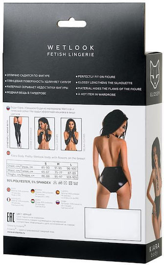 Softline Kiara Body Wetlook Glossy Bodysuit Black