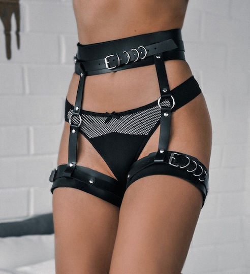 Kinksters Harness Women's Leather Suspenders Accessories Black