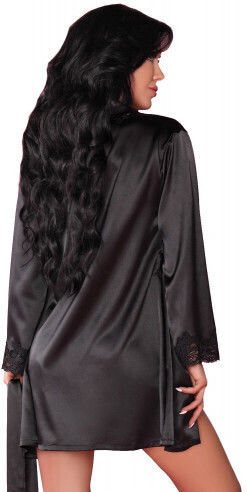 Livia Corsetti Jacqueline Gown Satin Night Gown with Babydoll and String Black