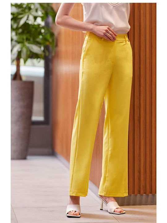 Damen Hochbund Pantaloons im Bootcut Stil Passform Gelbe