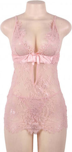 CyprusLoveShop Комплект Секси бебешка нощница Моля те, бабидол с шнур Pink