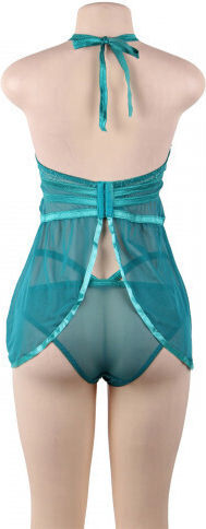 CyprusLoveShop 12449 Sensual Babydoll with Thong Plus Size Green