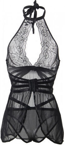 CyprusLoveShop 12469 Plus Size Adore Me Chemise with Thong Set Babydoll Sexy Black