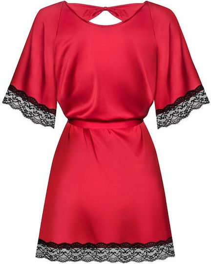 Obsessive Sensuelia Sexy Ρόμπα με Δαντέλα Red