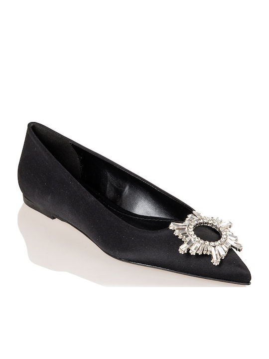 Satin Pointy Ballerinas Black