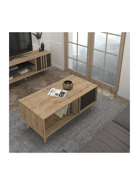 Rectangular Central Coffee Table Andros Wooden Natural / Anthracite W120xL60xH45cm