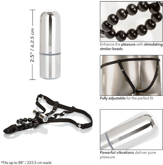 Calexotics Rechargeable Lovers Thong With Pleasure Beads Женски Секси Прашка с отворена пикантност Black