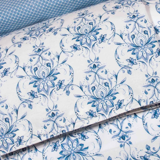 Greenwich Polo Club Duvet Cover Set Cotton Queen with 2 Pillowcases 220x240 2134 Ecru / Blue