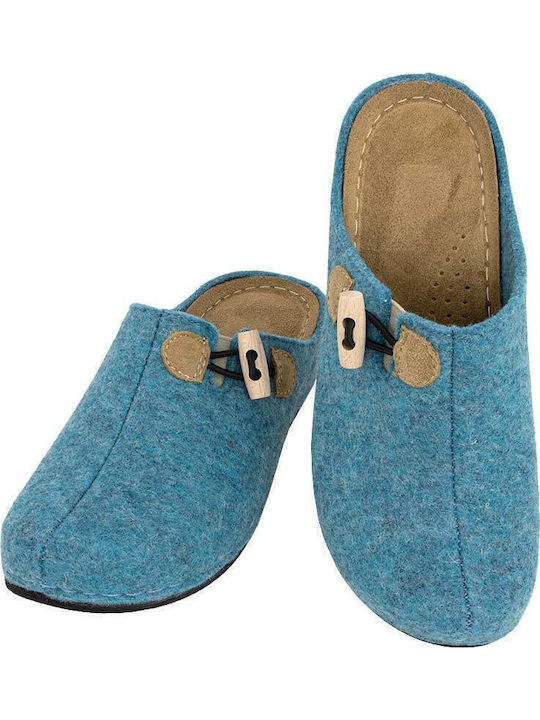 Anatomical Leather Women's Slippers Light Blue