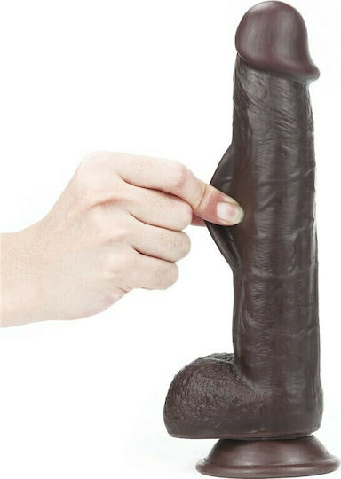 Lovetoy Sliding-Skin Dual Layer Dildo realist cu testicule și ventuză Negru 24cm