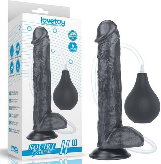Lovetoy Реалистично дилдо с Топки, Вендуза и Възможност за Еякулация Черен 23см