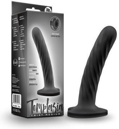Temptasia Twist Medium Glass Dildo With Suction Cup Black 14cm