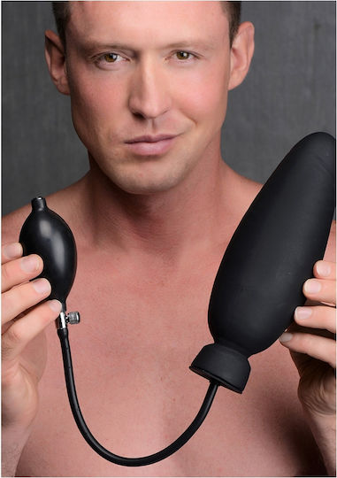 XR Master Series Dick-Spand Inflatable Dildo Реалистично дилдо Inflatable Черно 19.5см