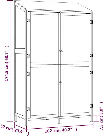 Wooden Garden Shed M1.02xW0.52xH1.745m