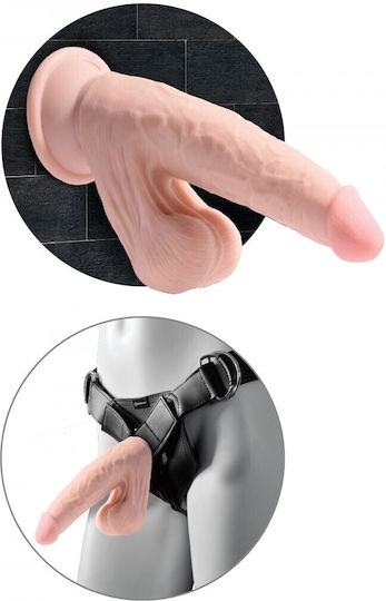 King Cock Triple Density Ρεαλιστικό Dildo με Όρχεις και Βεντούζα Light 23cm