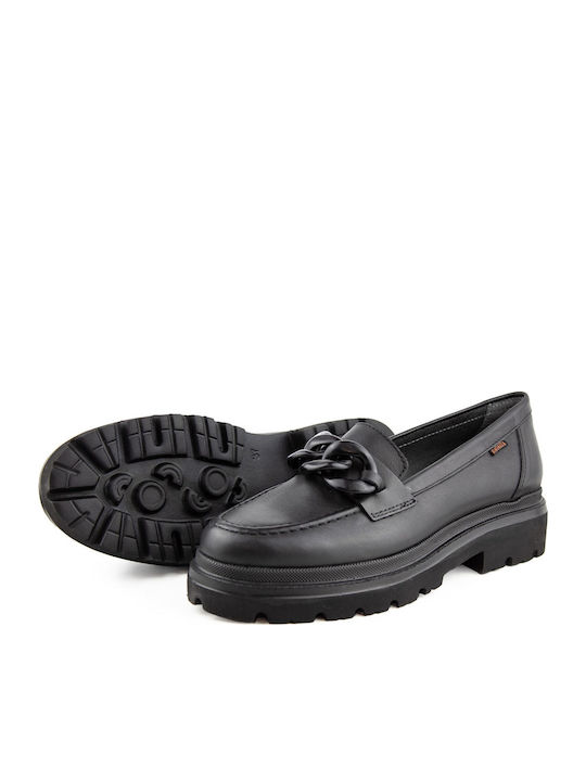 Leather Women's Moccasins in Black Color