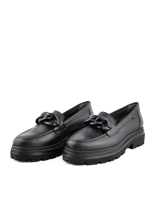 Leather Women's Moccasins in Black Color