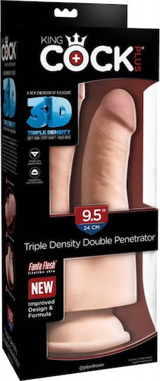 King Cock Triple Density Реалистично дилдо Със смукателна чашка Плът 24см