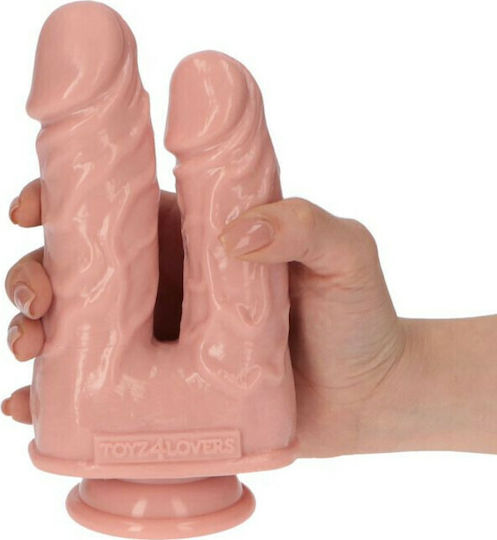 Toyz4lovers Double Dildo Caino e Abele Двойно дилдо Със смукателна чашка Плът 15.5см