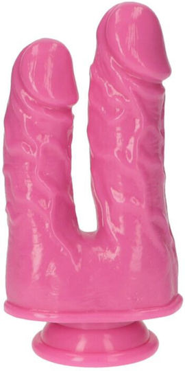 Toyz4lovers Double Dildo Caino E Abele Двойно дилдо Със смукателна чашка Розов 15.5см