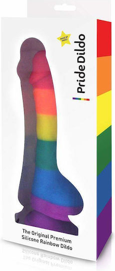 Pride Pride Дъгов дилдо с топки Реалистично дилдо с Топки и Вендуза 20см