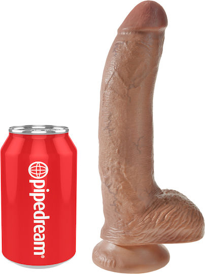 King Cock Ρεαλιστικό Dildo με Όρχεις και Βεντούζα Tan 23cm