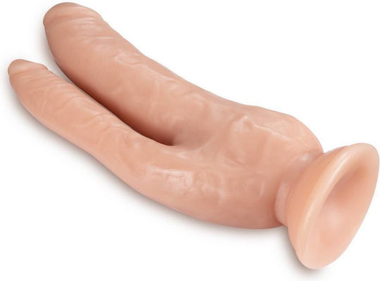 Dr. Skin DP Cock Διπλό Dildo με Βεντούζα Vanilla 22cm