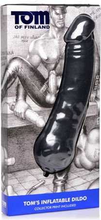 Tom of Finland Toms Inflatable Silicone Dildo Ρεαλιστικό Dildo Φουσκωτό με Βεντούζα Black 25cm