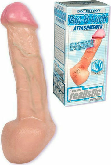 Doc Johnson Realistic Perfect Erect Vac U lock Realistic Dildo with Scrotum Vanilla 18cm