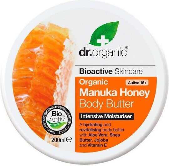 Dr.Organic Manuka Honey Feuchtigkeitsspendende Körpercreme mit Sheabutter für Trockene Haut 200ml