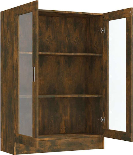 Living Room Display Cabinet made of MDF with Smoked Oak Glass 82.5x30.5x115cm