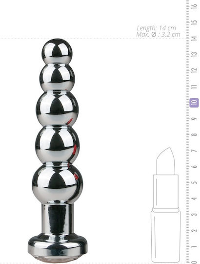 Easytoys Metal Butt Plug No14 Πρωκτική Σφήνα Silver/Clear 14cm