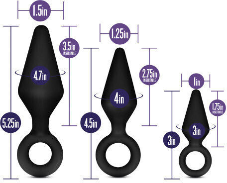 Blush Luxe Night Rimmer Anal Kit Πρωκτικές Σφήνες Σετ Black 3τμχ