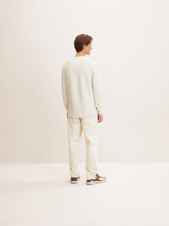 Tom Tailor Ανδρικό Πουλόβερ Μακρυμάνικο Off White