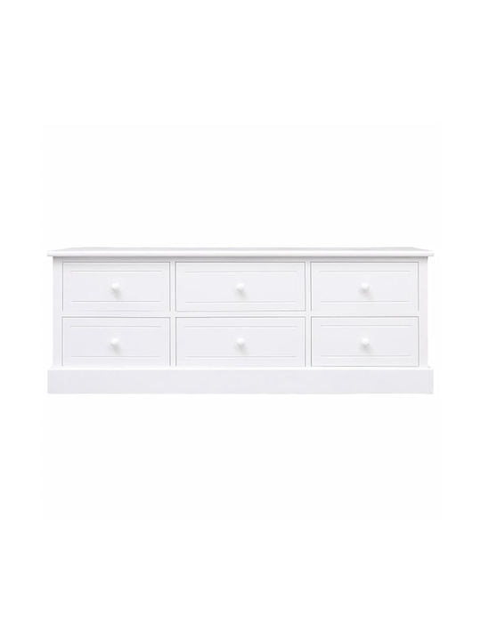 Solid Wood TV Furniture with Drawers White L108xW30xH40cm