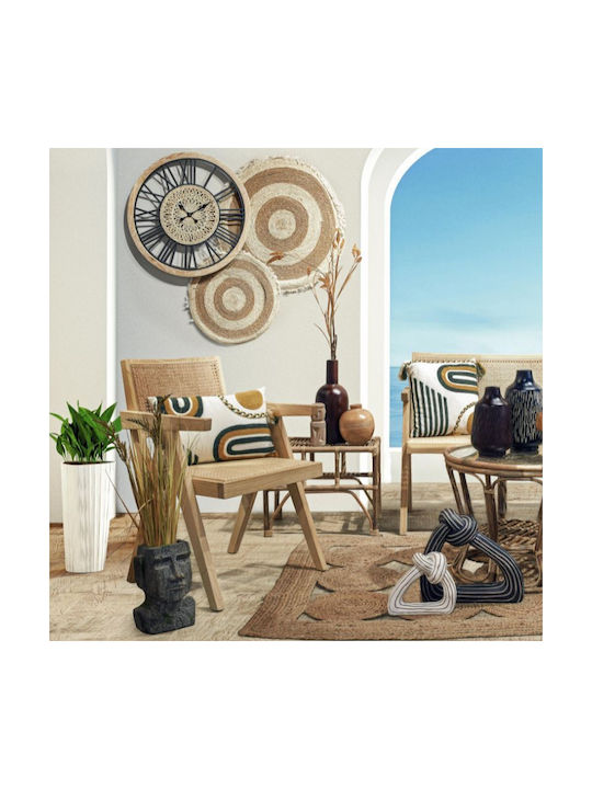 Inart Jute Rug Round Summer from Jute with Fringes Beige