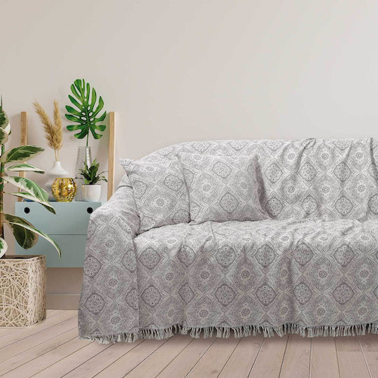 Das Home 0214 Zweisitzer-Sofa Überwurf Jacquard 180x250cm Graue