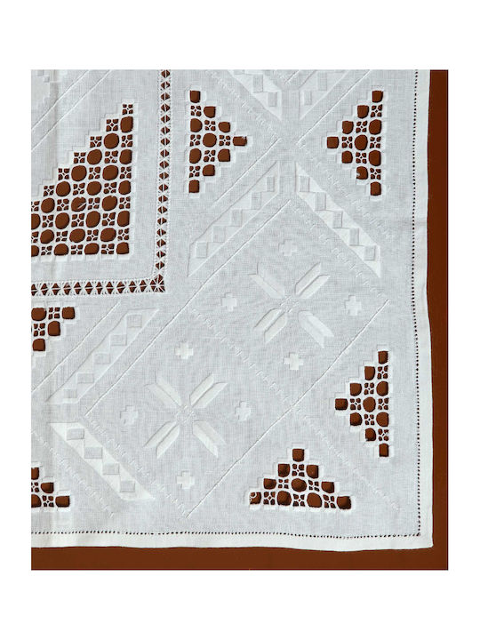 Silk Fashion 342-1 Linen Canneroni Checkered Tablecloth Λευκό 90x90cm