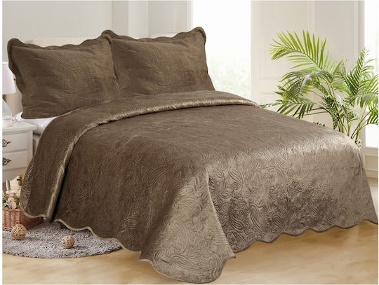 Silk Fashion Λαχούρι Σετ Κουβερλί Υπέρδιπλο Smoke 220x240cm 3τμχ