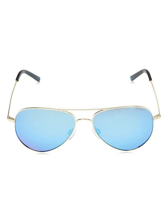 Polaroid Sunglasses with Gold Metal Frame and Light Blue Polarized Lens PLD6012N J5G/JY