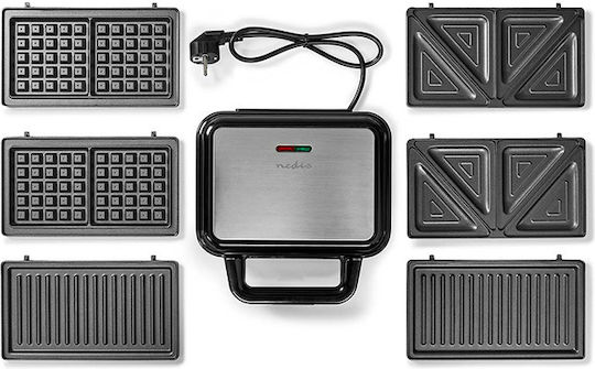Nedis Sandwich Maker with Removable Plates for for 2 Sandwiches Sandwiches 700W Black