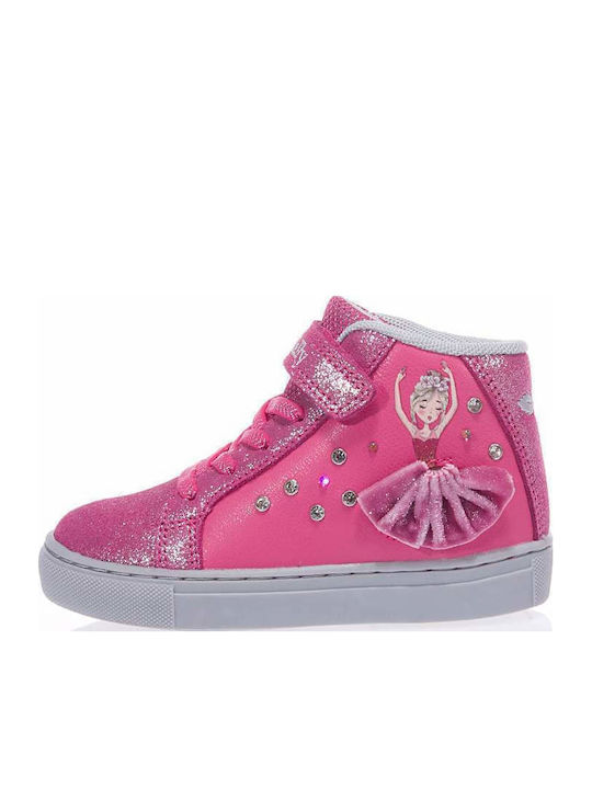 Παιδικά Sneakers High με Σκρατς & Φωτάκια Φούξια