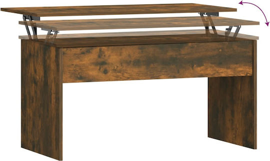 Rectangular Central Wooden Coffee Table with Lifting Mechanism Brown W102xD50.5xH52.5cm