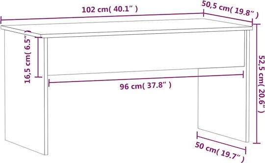 Rectangular Central Wooden Coffee Table with Lifting Mechanism Brown W102xD50.5xH52.5cm
