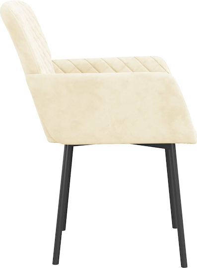 Dining Room Velvet Armchair Κρεμ 51.5x61x78.5cm 2pcs
