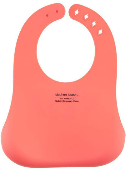 Stephen Joseph Flower Wasserdicht Lätzchen Silikon mit Taste & Tasche Koralle